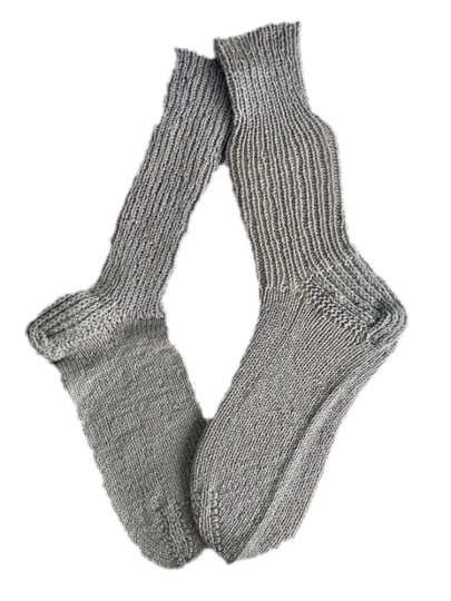 Handgestrickte Socken, 6-fauch, Gr. 46/47, Grau