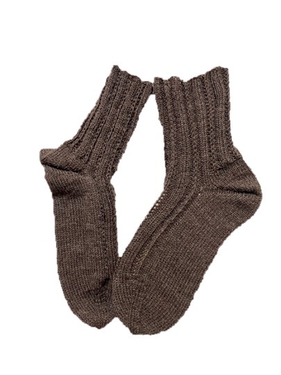 Handgestrickte Socken, Gr. 43/44, Braun