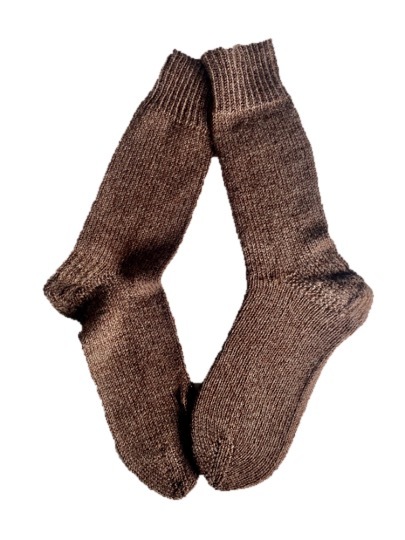 Handgestrickte Socken, Gr. 44/45, Braun