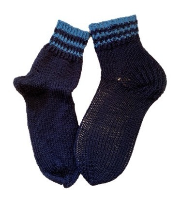 Handgestrickte Socken, Gr. 37/38, Blau