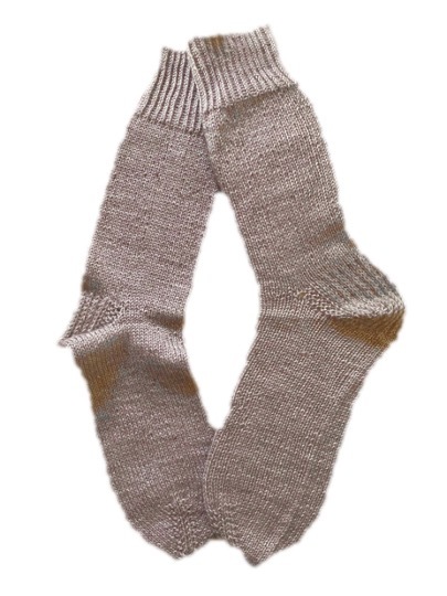 Handgestrickte Socken, Gr. 45/46, Beige