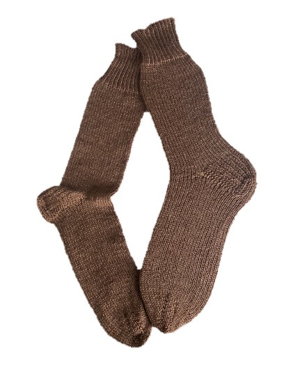 Handgestrickte Socken, Gr. 49/50, Braun