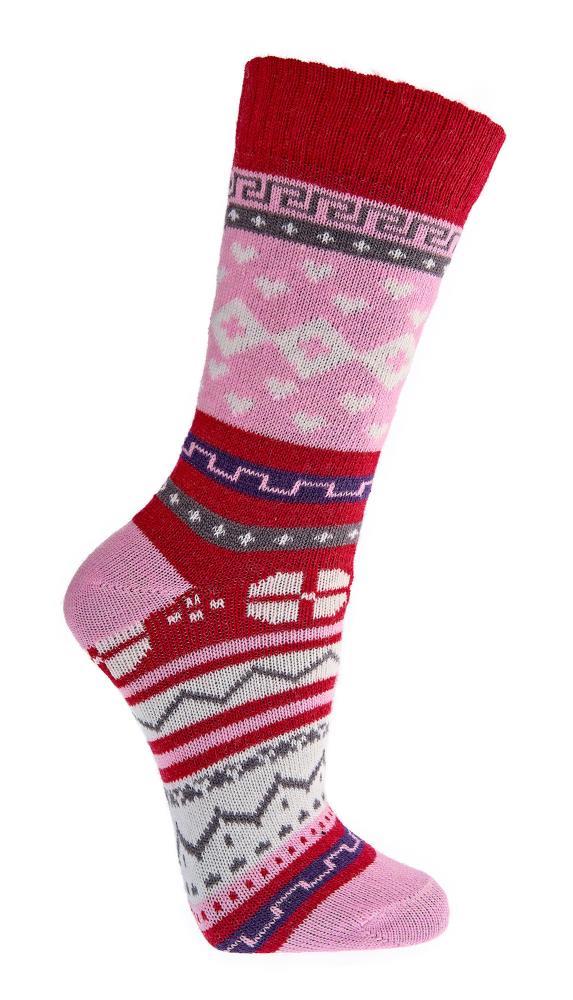 "Hygge" Socken mit Wolle, Gr. 35-38, Rot/ Rosa