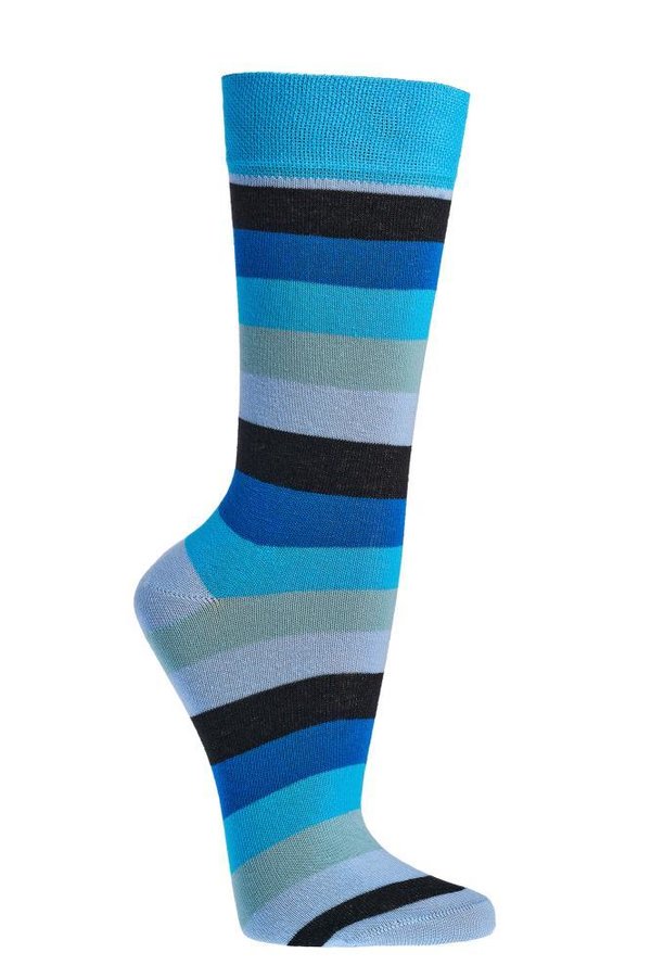 Bio Unisex Trend-Socken "Streifen", Gr. 36-41, Blau