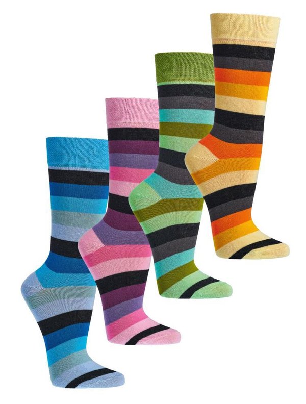Bio Unisex Trend-Socken "Streifen", Gr. 42-47, Blau