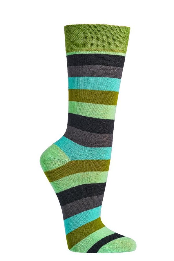 Bio Unisex Trend-Socken "Streifen", Gr. 42-47, Grün