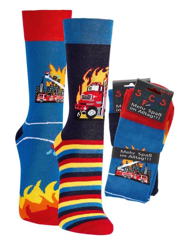 2er Pack Socks4Fun "Feuerwehr", Größe 36-41