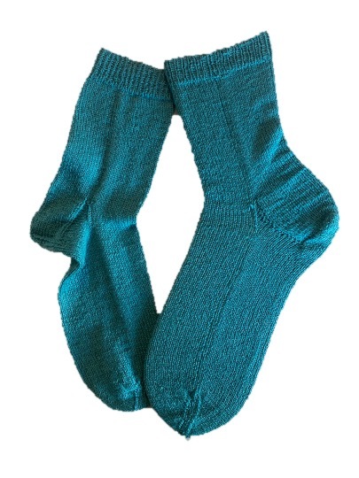 Handgestrickte Socken, Gr. 46/47, Grün