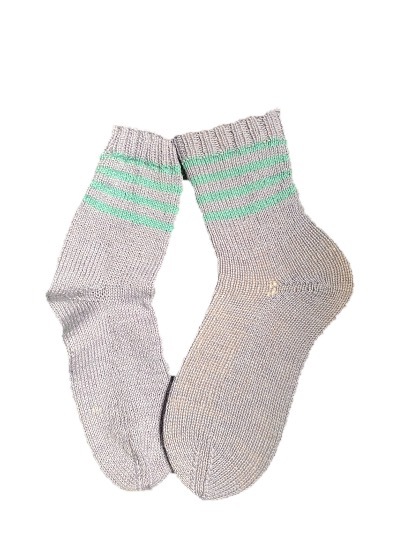 Handgestrickte Socken, Gr. 36/37, Lila/ Grün