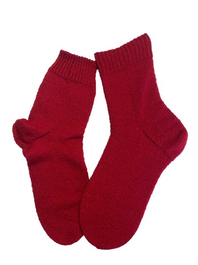 Handgestrickte Socken, Gr. 42/43, Rot