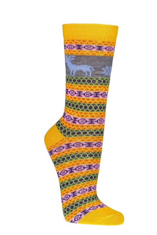 "Hygge" Socken mit Wolle, Gr. 35-38, Gelb/ Grau