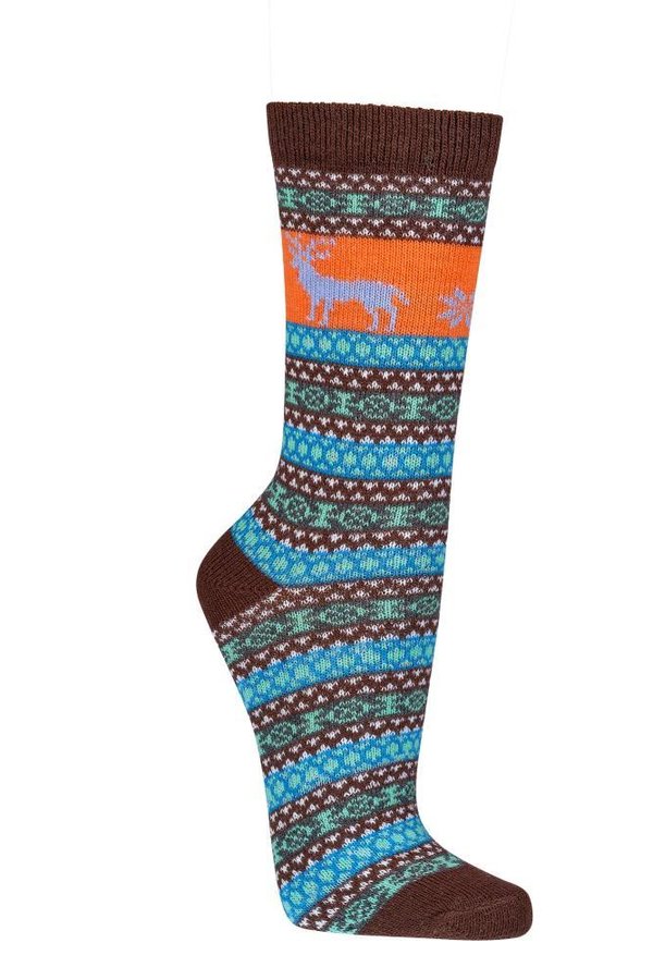 "Hygge" Socken mit Wolle, Gr. 39-42, Braun/ Orange