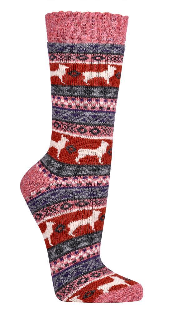 Socken "Peru" Mit Merino- und Alpakawolle, Gr. 35-38, Rosa