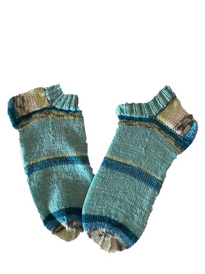 Handgestrickte Socken, Sneaker, Gr. 42/43, Türkis