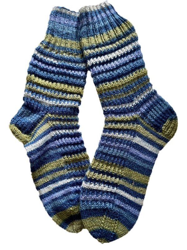 Handgestrickte Socken, Gr. 40/41, Blau/ Grün