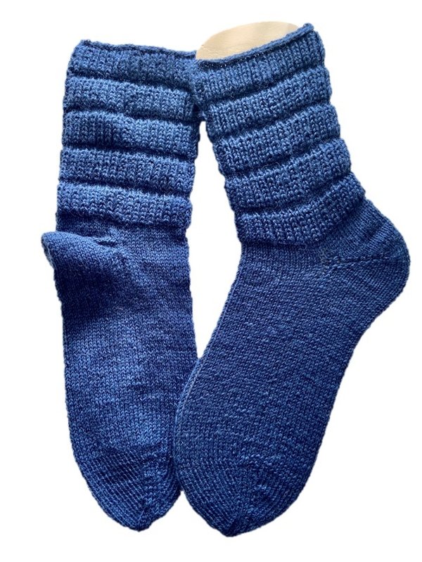 Handgestrickte Socken, Gr. 40/41, Blau