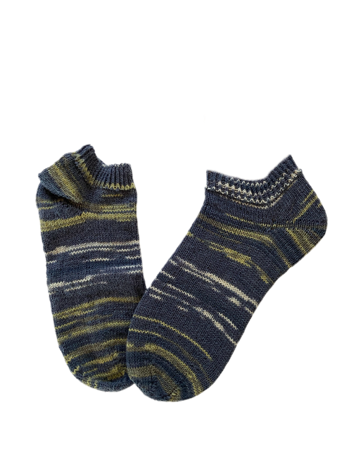 Handgestrickte Socken, Sneaker, Gr. 44/45, Blau/ Grün