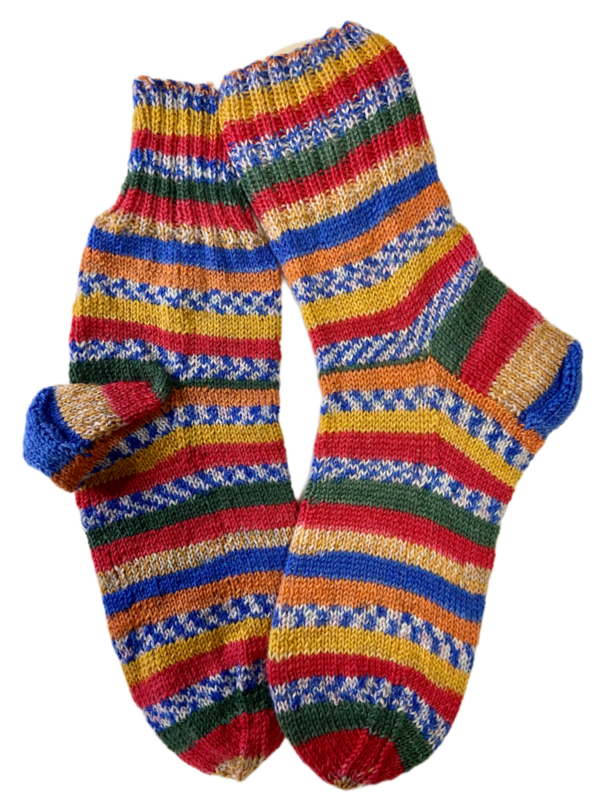 Handgestrickte Socken, Gr. 43/44, Bunt