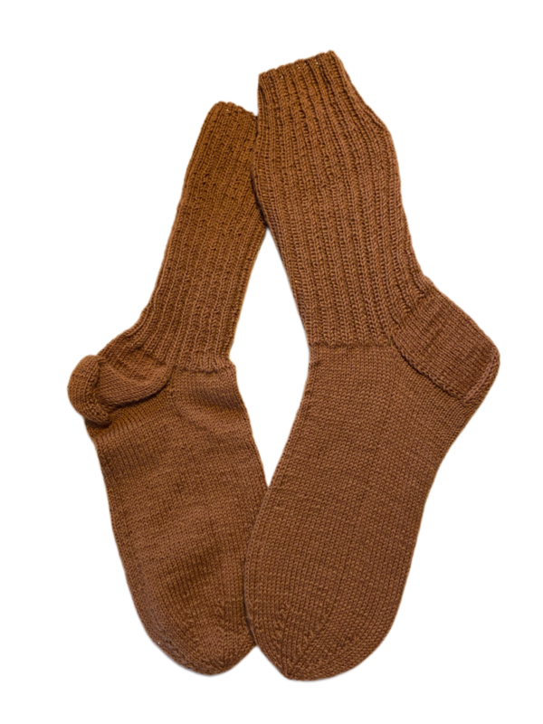 Handgestrickte Socken, Gr. 46/47, Braun