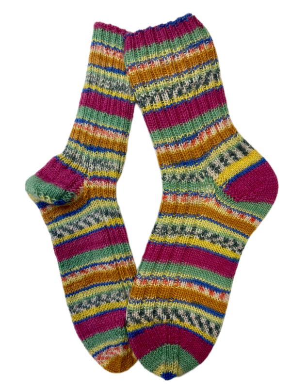 Handgestrickte Socken, Gr. 42/43, Bunt
