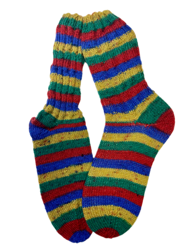Handgestrickte Socken, Gr. 38/39, Bunt