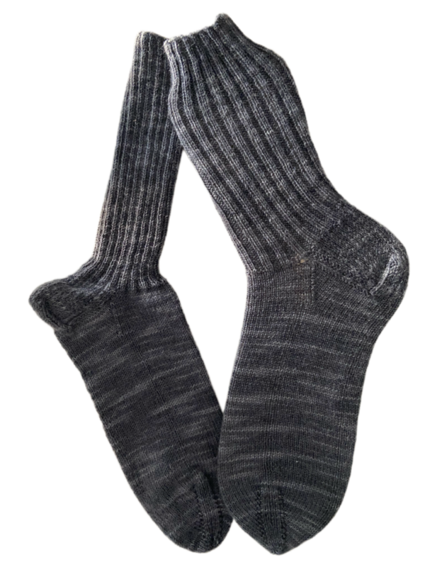 Handgestrickte Socken, Gr. 47/48, Anthrazit/ Grau