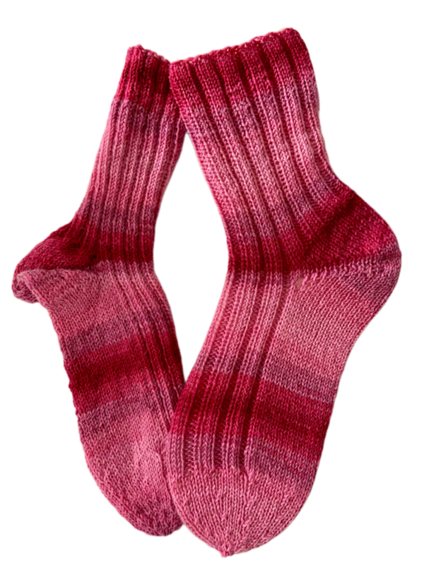 Handgestrickte Socken, Gr. 39/40, Rosa/ Rot