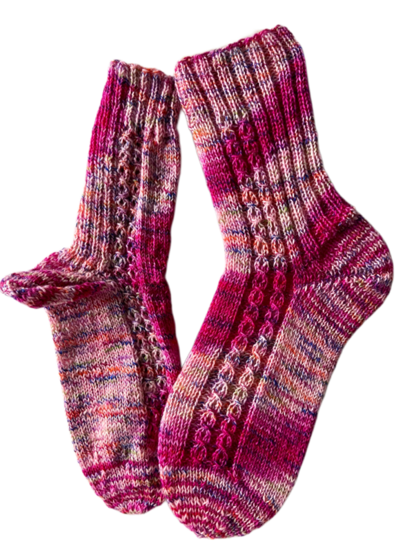 Handgestrickte Socken, Gr. 39/40, Pink/ Rosa