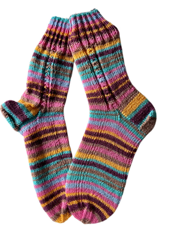 Handgestrickte Socken, Gr. 40/41, Bunt