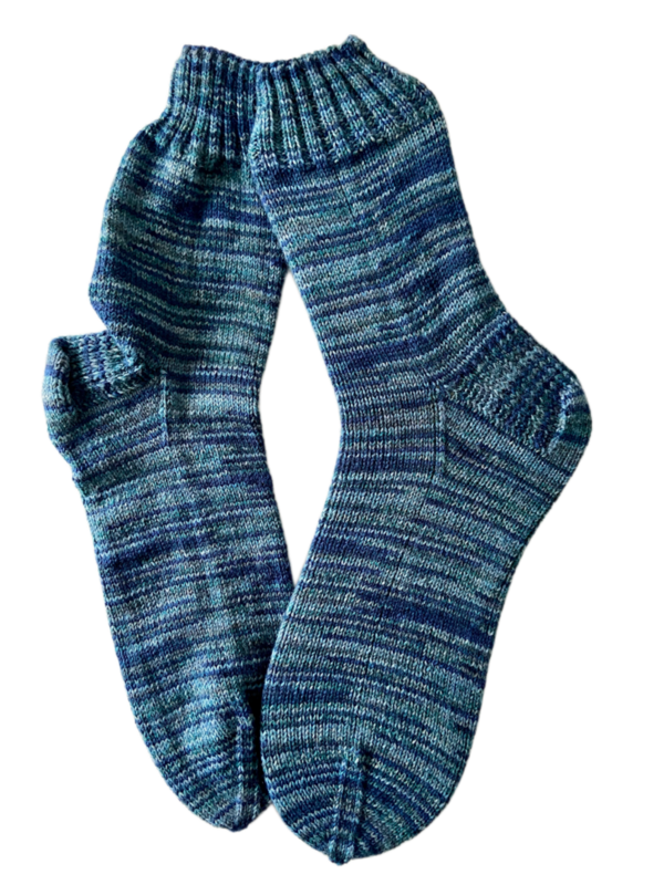 Handgestrickte Socken, Gr. 45/46, Blau