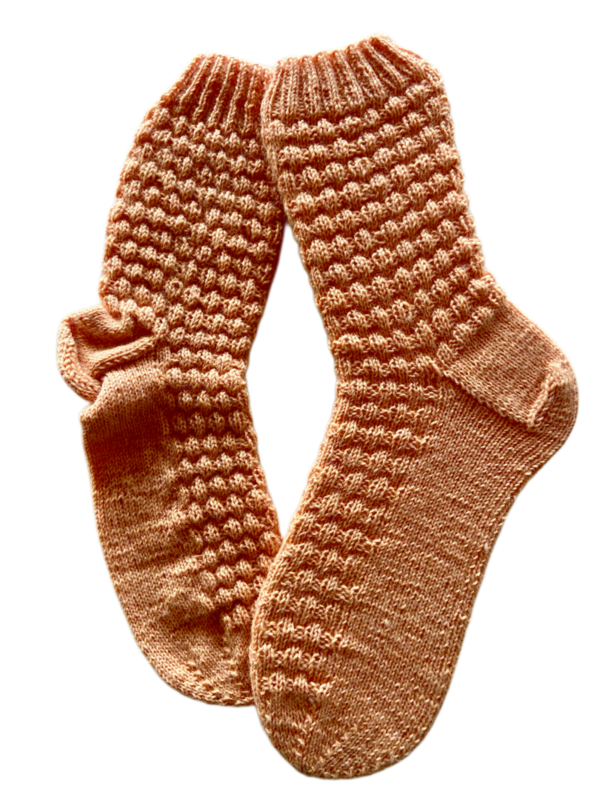 Handgestrickte Socken, Gr. 41/42, Orange