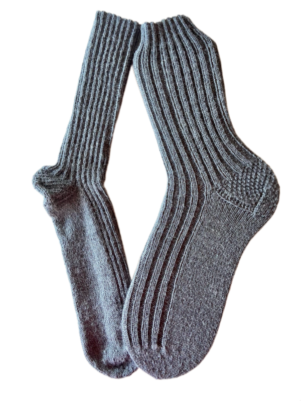 Handgestrickte Socken, Gr. 47/48, Grau