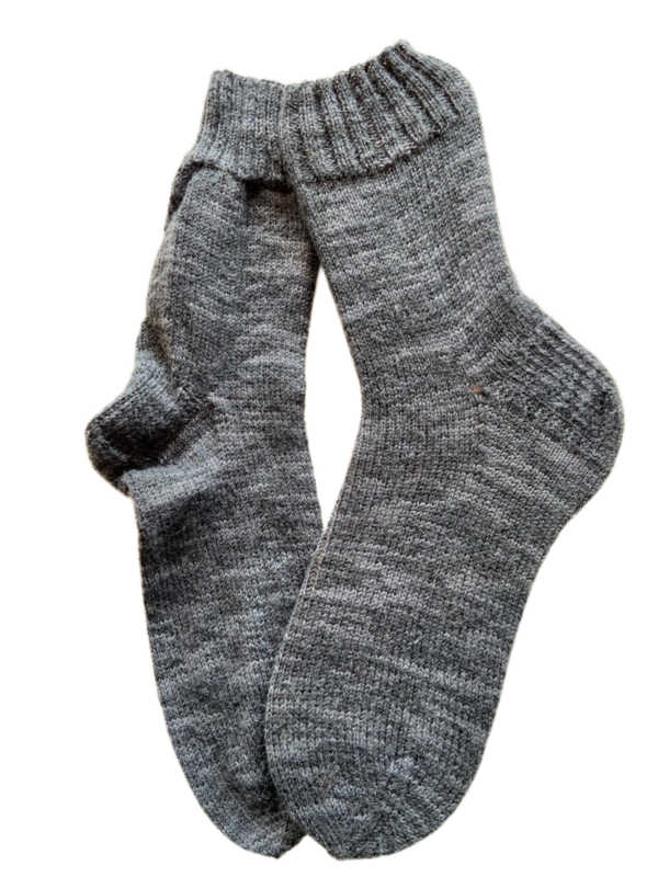 Handgestrickte Socken, Gr. 47/48, Anthrazit