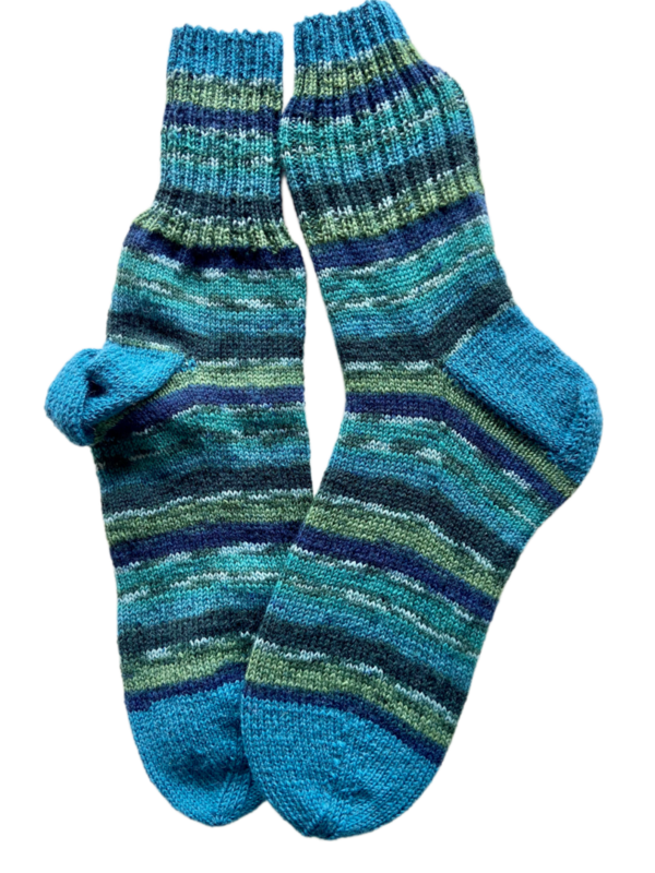 Handgestrickte Socken, Gr. 48/49, Grün