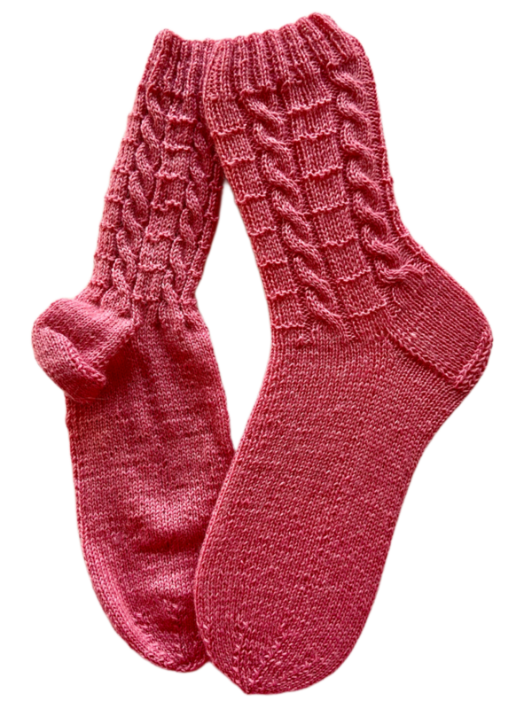 Handgestrickte Socken, Gr. 42/43, Rosa
