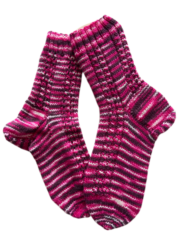 Handgestrickte Socken, Gr. 41/42, Pink/ Lila
