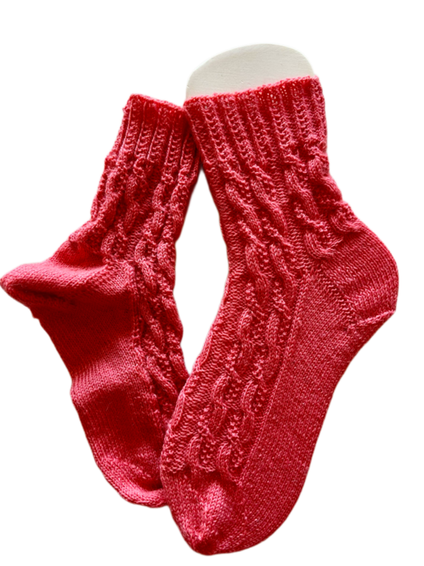 Handgestrickte Socken, Gr. 39/40, Pink