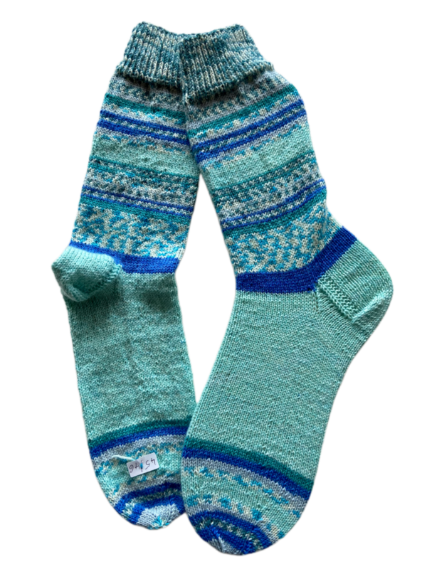 Handgestrickte Socken, Gr. 45/46, Blau