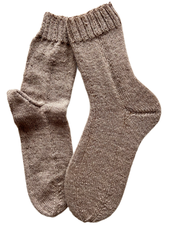 Handgestrickte Socken, Gr. 41/42, Beige